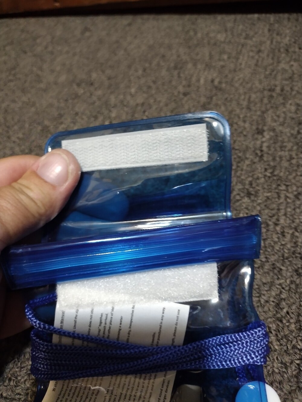Blue Clear Waterproof Phone Pouch with Lanyard - Picture 4 of 6